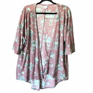 LuLaRoe Lindsey Purple w Floral Design Cardigan